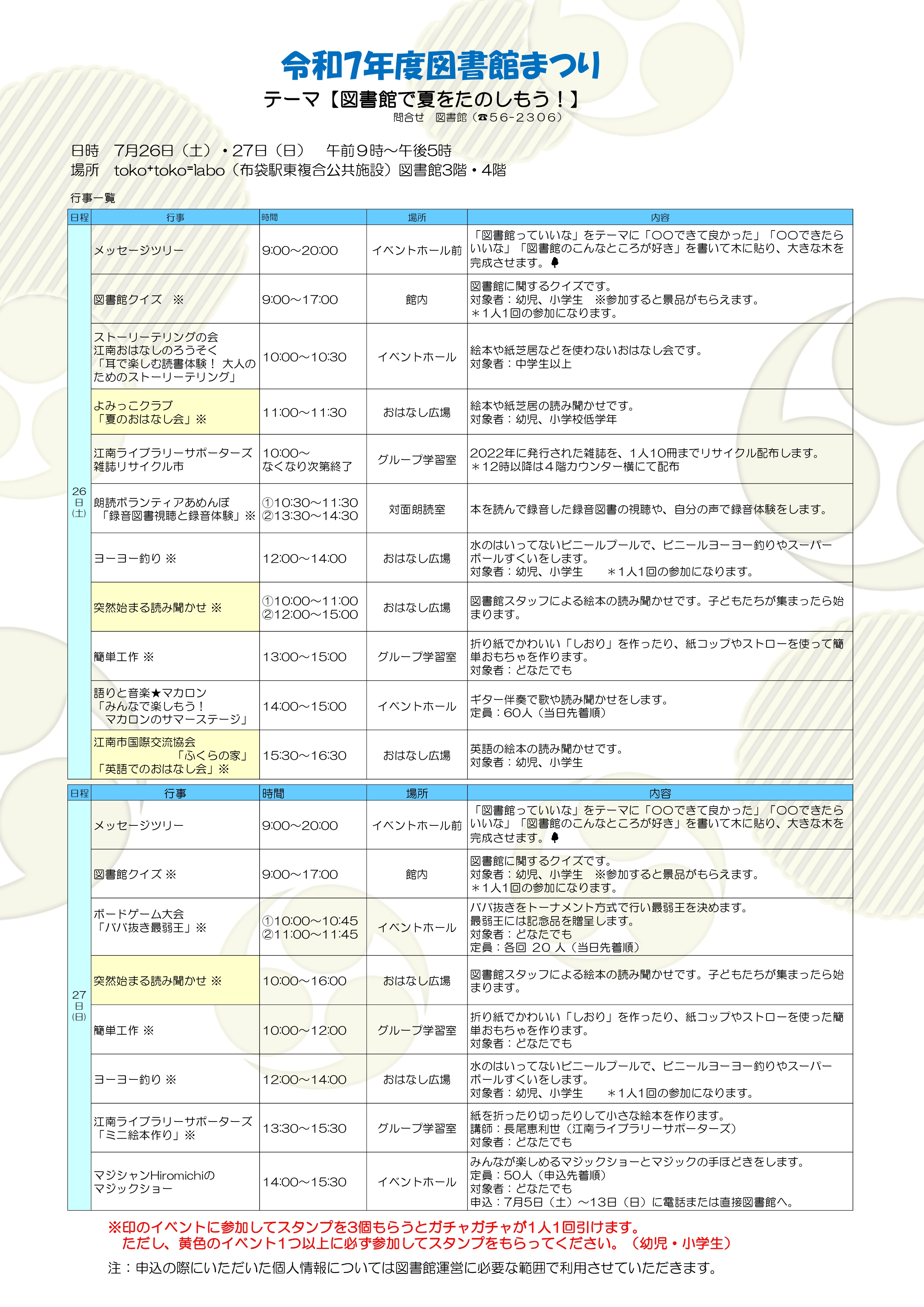 令和7年度　第13回　図書館まつり　